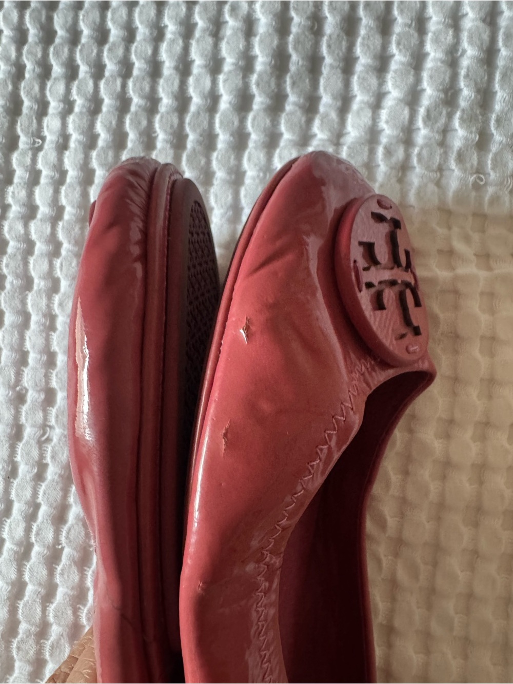Tory Burch Red Patent Leather Logo Ballet Flats - Picture 7 of 12